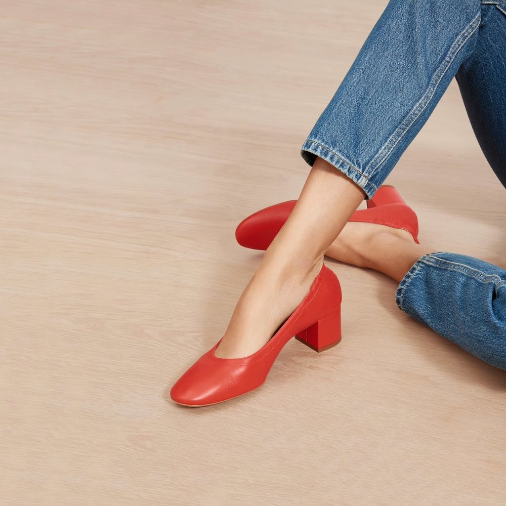 Everlane The Day Heel in Bright Red, 8.5